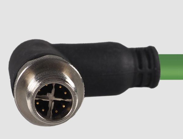 HELUKAT® CONNECTING SYSTEMS® INDUSTRY HELUKAT500S SF/FTP CAT,6a M12-X(male) 90° grün 25m