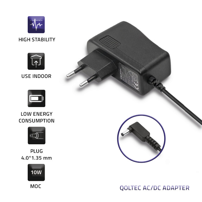 Qoltec AC/DC-Netzteil 50008 | 10W | 5V | 2A | 4.0*1.35