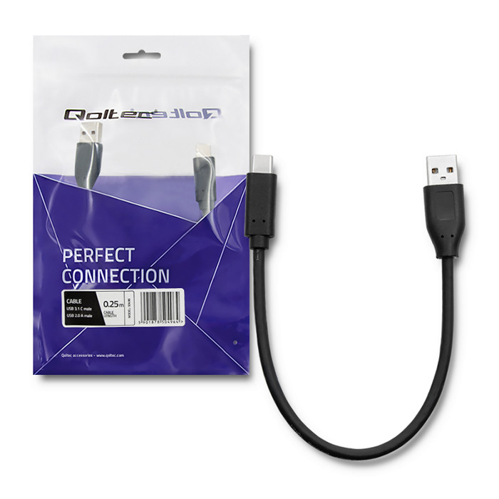 Qoltec USB-C-Kabel 50496 | 2.0 A | 0.25m