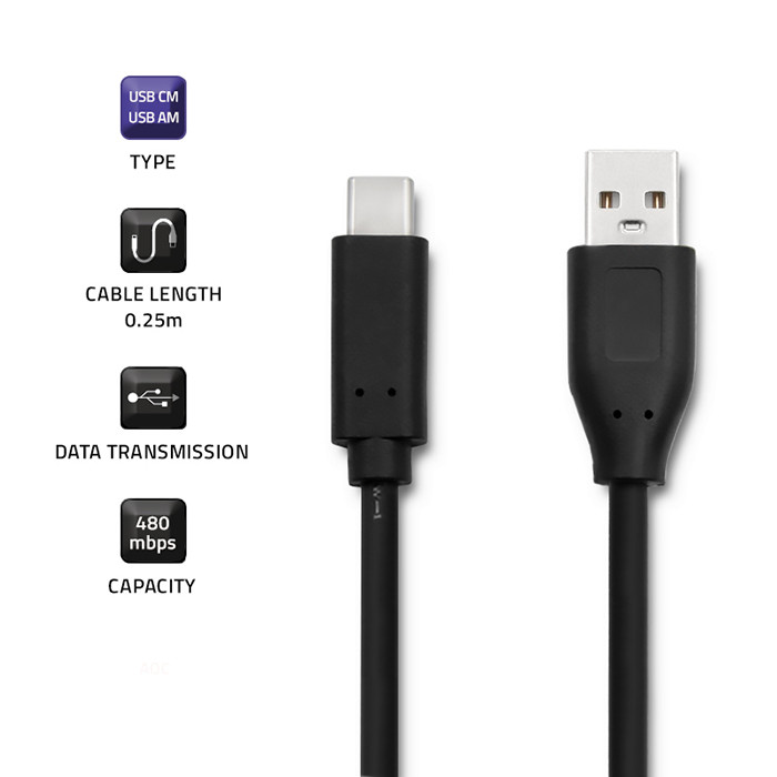 Qoltec USB-C-Kabel 50496 | 2.0 A | 0.25m