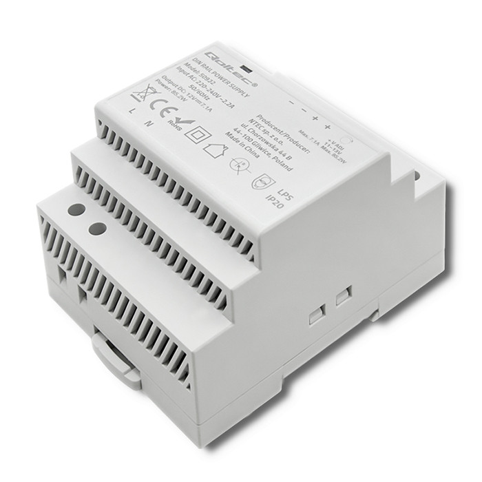 Qoltec DIN-Schienen-Netzteil 50922 | 85.2W | 12V | 7.1A | Grau