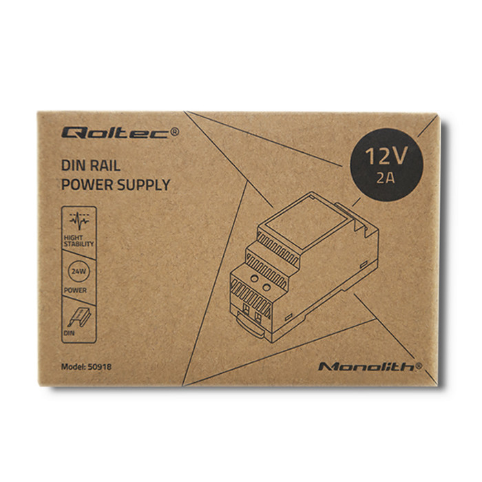 Qoltec DIN-Schienen-Netzteil 50918 | 24W | 12V | 2A | Weiß