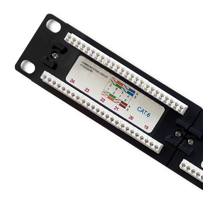 Qoltec Patchpanel 54474 | 24 Ports | Cat 6 UTP | Schwarz