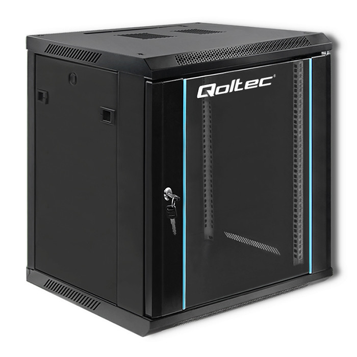 Qoltec 19-Zoll-Netzwerkschrank 54467 | 12U | 600 x 635 x 600 | Schwarz