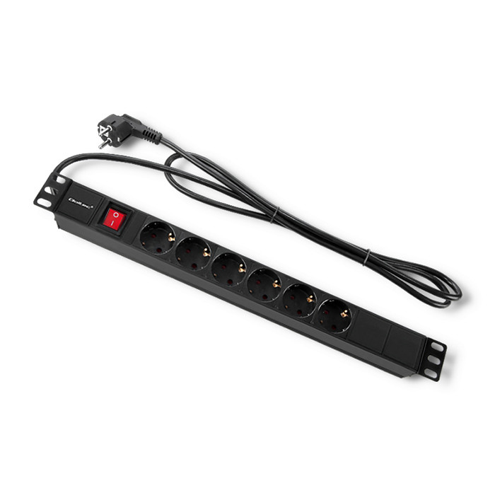 Qoltec 19-Zoll-PDU 54468 | 1U | 16A | 2m | PDU | 6xSCHUKO