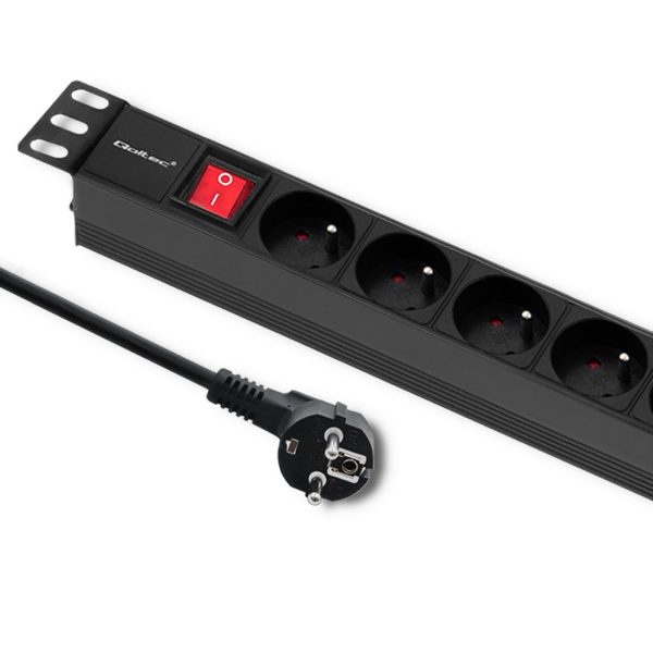 Qoltec 19-Zoll-PDU 54471 | 1U | 16A | 2m | PDU | 8xFRENCH