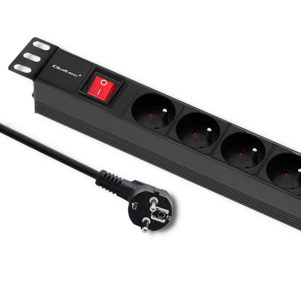 Qoltec 19-Zoll-PDU 54470 | 1U | 16A | 2m | PDU | 6xFRENCH