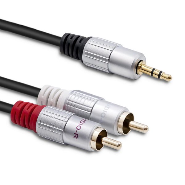 Qoltec Cinch-Kabel 52339 | 3.5mm | 1m | Schwarz