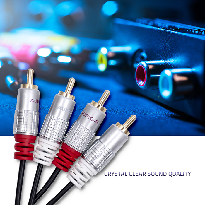 Qoltec Cinch-Kabel 52337 | 2m | Schwarz