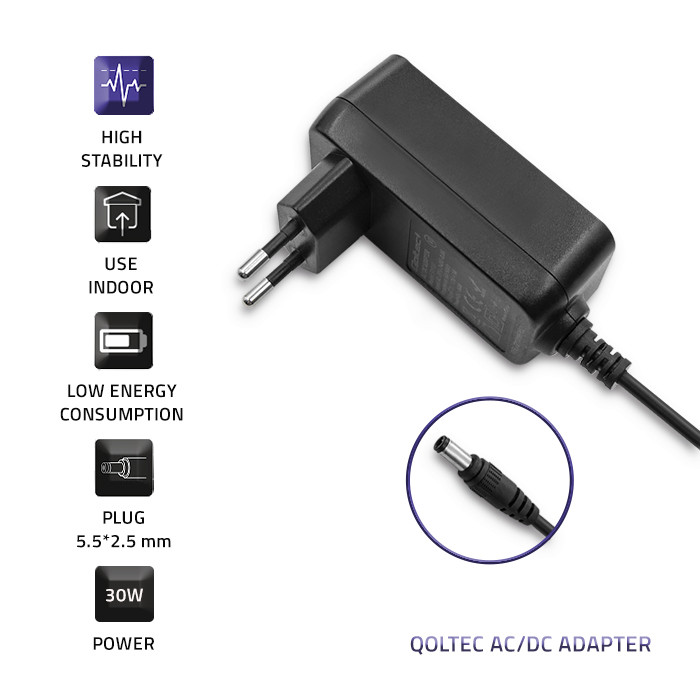 Qoltec AC/DC-Netzteil 51520 | 30W | 15V | 2A | 5.5*2.5