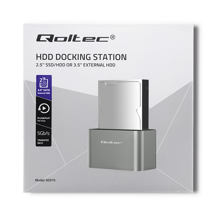 Qoltec Dockingstation 50315 | 2.5"/3.5" SATA | USB 3.0
