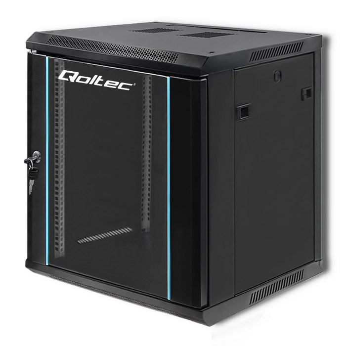 Qoltec 19-Zoll-Netzwerkschrank 54467 | 12U | 600 x 635 x 600 | Schwarz