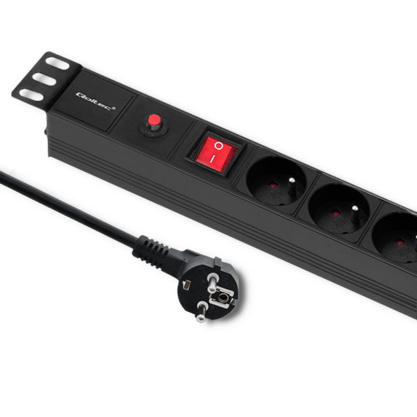 Qoltec 19-Zoll-PDU 53995 | 1U | 16A | 2m | PDU | 6xFRENCH