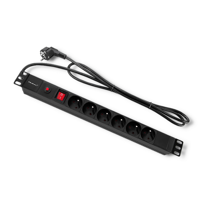 Qoltec 19-Zoll-PDU 53995 | 1U | 16A | 2m | PDU | 6xFRENCH