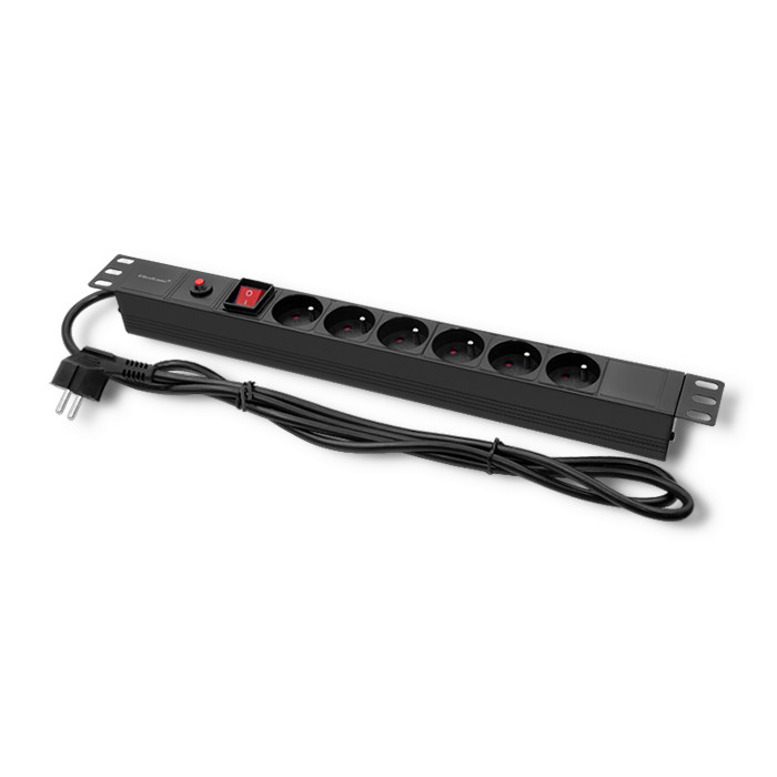 Qoltec 19-Zoll-PDU 53995 | 1U | 16A | 2m | PDU | 6xFRENCH