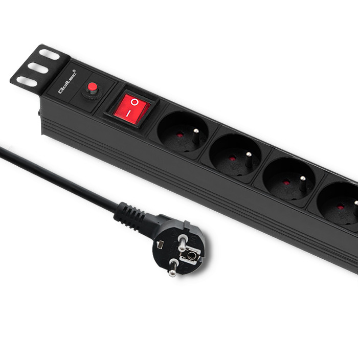 Qoltec 19-Zoll-PDU 53996 | 1U | 16A | 2m | PDU | 8xFRENCH