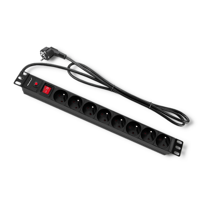 Qoltec 19-Zoll-PDU 53996 | 1U | 16A | 2m | PDU | 8xFRENCH