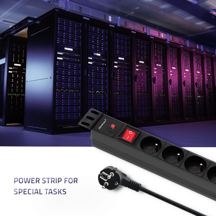 Qoltec 19-Zoll-PDU 53996 | 1U | 16A | 2m | PDU | 8xFRENCH
