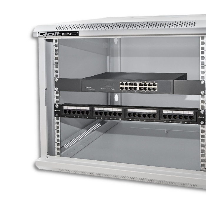 Qoltec 19-Zoll-Netzwerkschrank 54484 | 9U | 600 x 500 x 450 | Grau