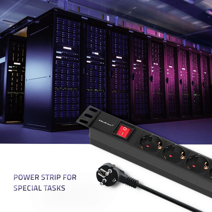 Qoltec 19-Zoll-PDU 54468 | 1U | 16A | 2m | PDU | 6xSCHUKO