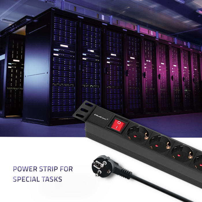 Qoltec 19-Zoll-PDU 54469 | 1U | 16A | 2m | PDU | 8xSCHUKO