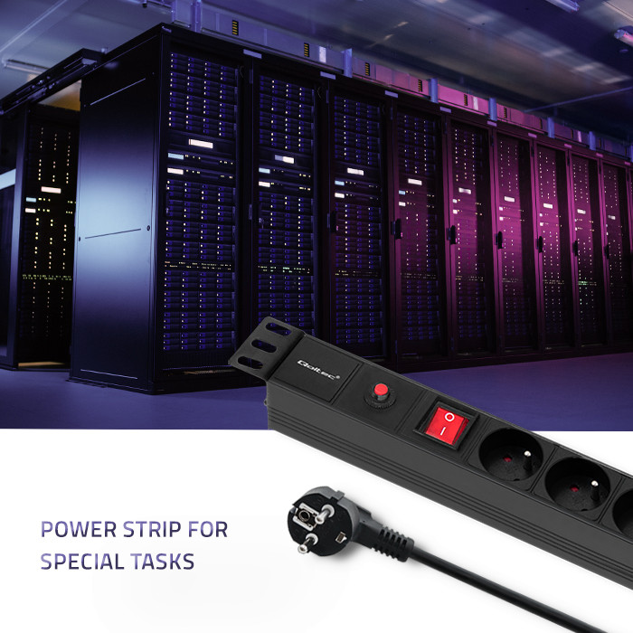 Qoltec 19-Zoll-PDU 53995 | 1U | 16A | 2m | PDU | 6xFRENCH