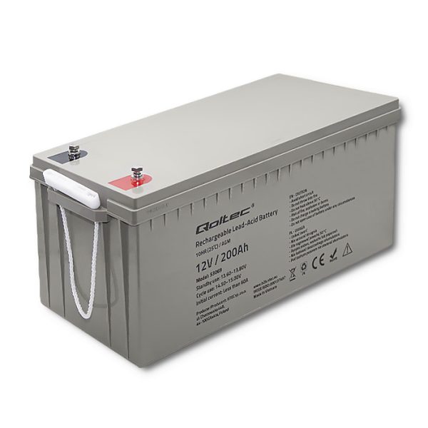 Qoltec AGM-Batterie 53069 | 12V | 200Ah | 54.1kg