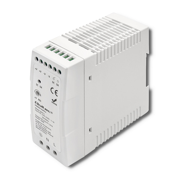 Qoltec DIN-Schienen-Netzteil 50911 | 40W | 24V | 1.67A | Weiß