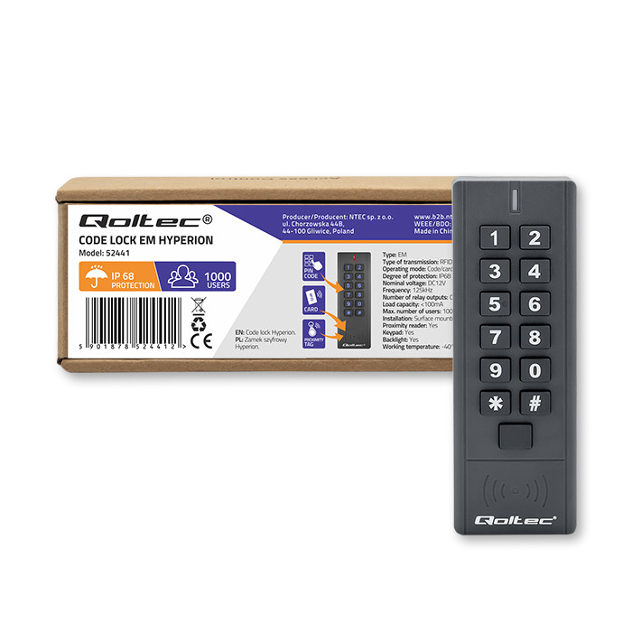 Qoltec RFID-Codeschloss HYPERION 52441 | IP68