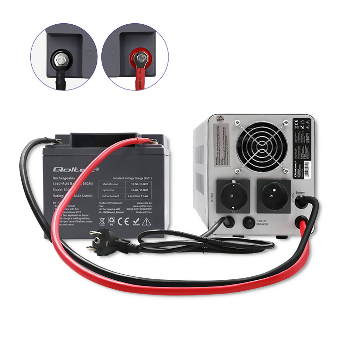 Qoltec USV-Notstromversorgung 50720 | 800VA | 560W | Grau