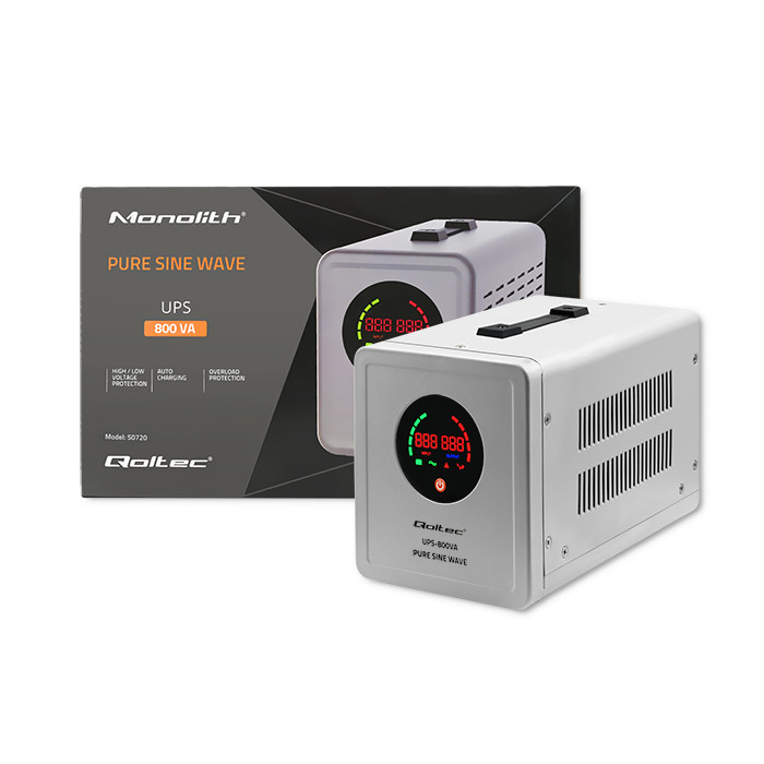 Qoltec USV-Notstromversorgung 50720 | 800VA | 560W | Grau