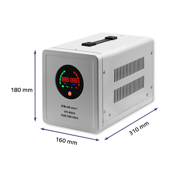 Qoltec USV-Notstromversorgung 50720 | 800VA | 560W | Grau