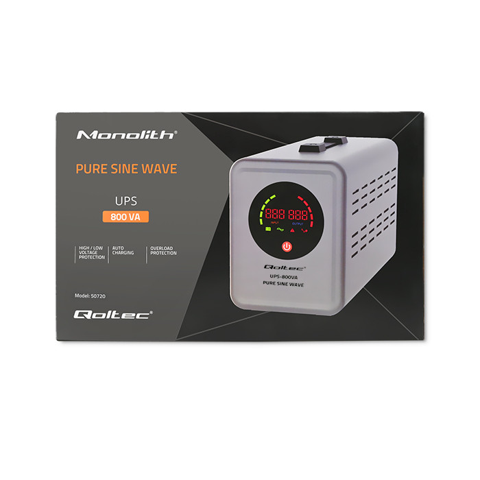 Qoltec USV-Notstromversorgung 50720 | 800VA | 560W | Grau