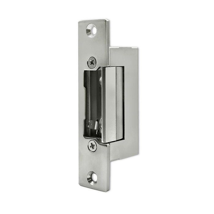 Qoltec Electric strike With lock and memory + mounting plate | 12V | Stainless steel