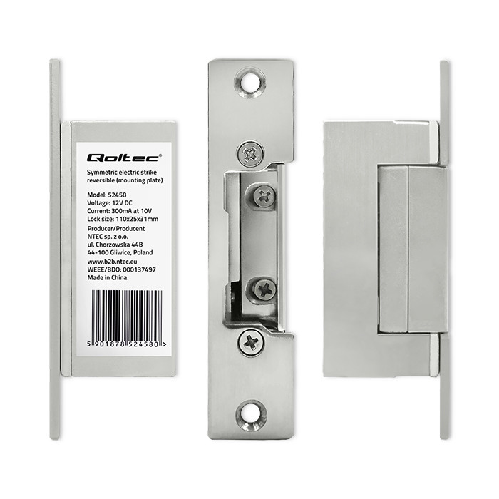 Qoltec Reverse electric strike | 12V | Stainless steel