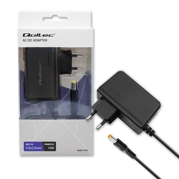 Qoltec AC/DC-Netzteil 51034 | 19W | 9V | 2.1A | 5.5*2.5