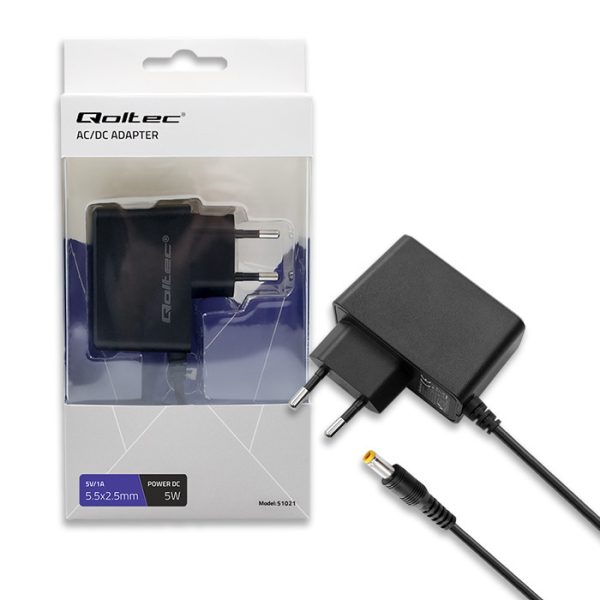 Qoltec AC/DC-Netzteil 51021 | 5W | 5V | 1A | 5.5*2.5