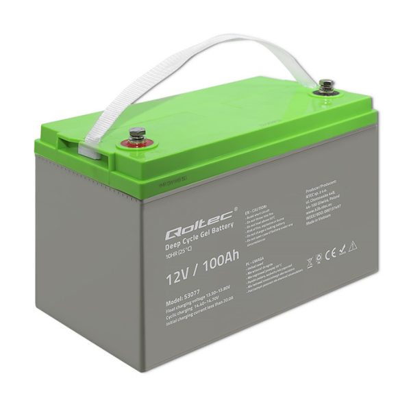Qoltec Deep-Cycle-GEL-Batterie 53077 | 12V | 100Ah | 30.5kg