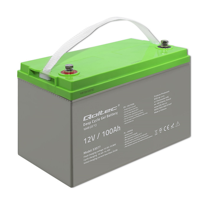 Qoltec Deep-Cycle-GEL-Batterie 53077 | 12V | 100Ah | 30.5kg