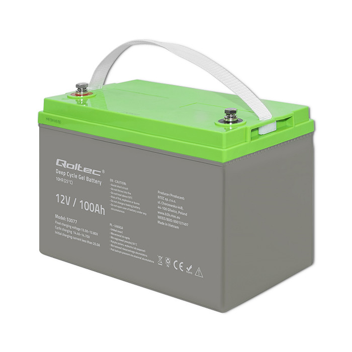 Qoltec Deep-Cycle-GEL-Batterie 53077 | 12V | 100Ah | 30.5kg