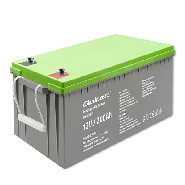 Qoltec Deep-Cycle-GEL-Batterie 53079 | 12V | 200Ah | 62.5kg