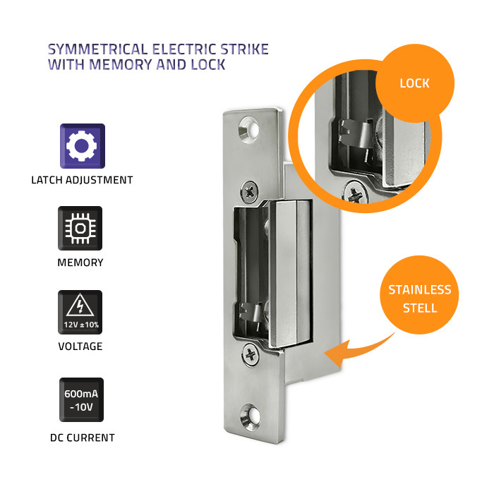 Qoltec Reverse electric strike | 12V | Stainless steel