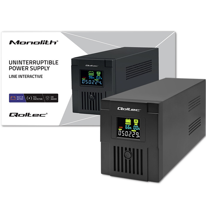 Qoltec Line-Interactive-USV Monolith 53770 | 1500VA | 900W | LCD | USB | RJ45