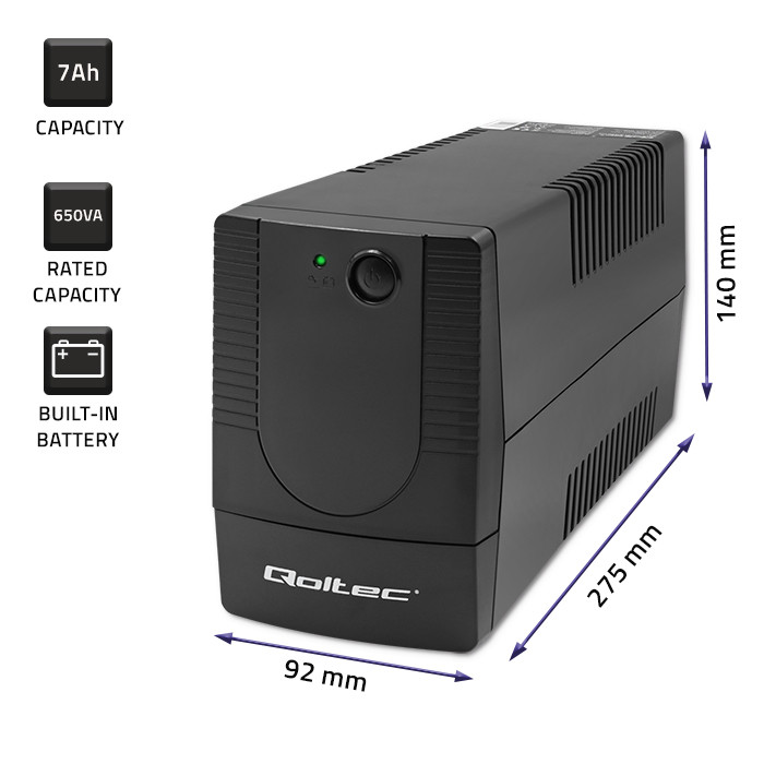 Qoltec Line-Interactive-USV Monolith 53772 | 650VA | 360W