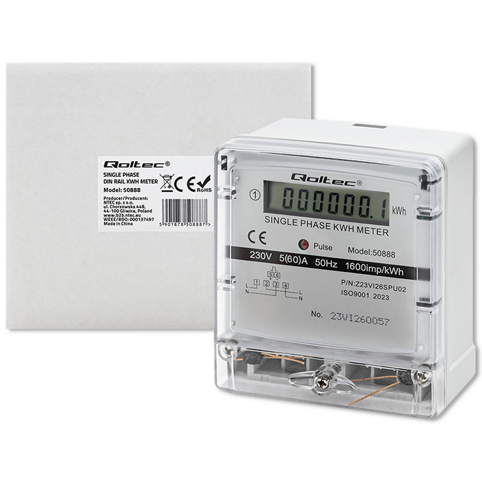 Qoltec Strommessgerät 50888 | 230V | LCD