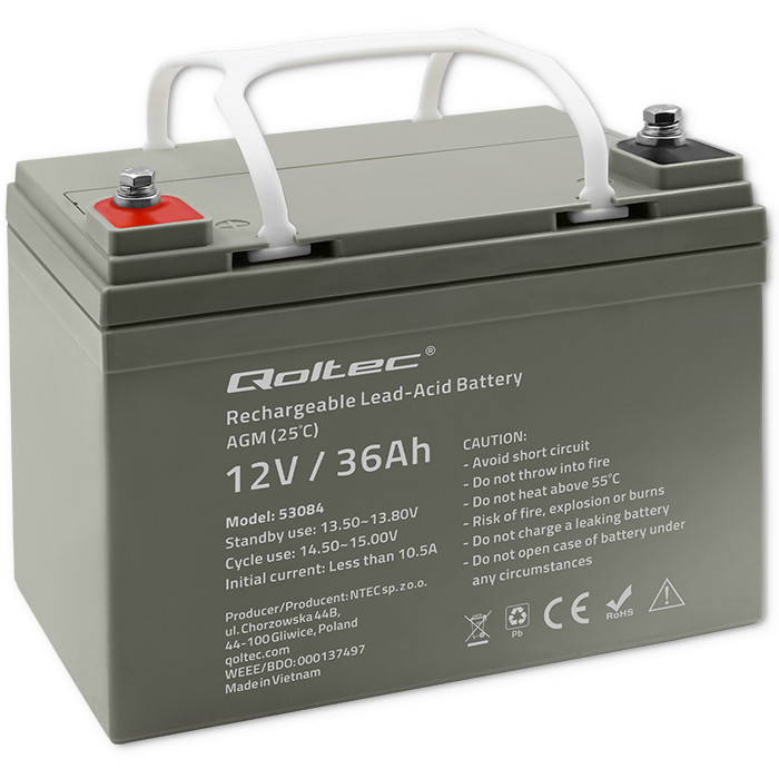 Qoltec AGM-Batterie 53084 | 12V | 36Ah