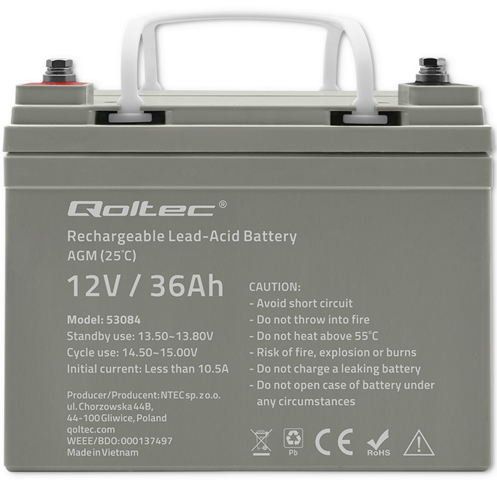 Qoltec AGM-Batterie 53084 | 12V | 36Ah