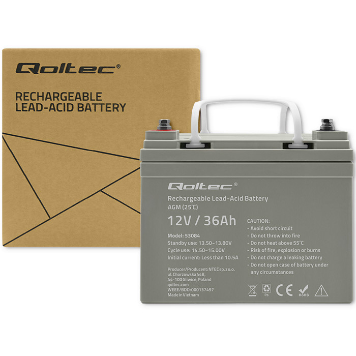 Qoltec AGM-Batterie 53084 | 12V | 36Ah