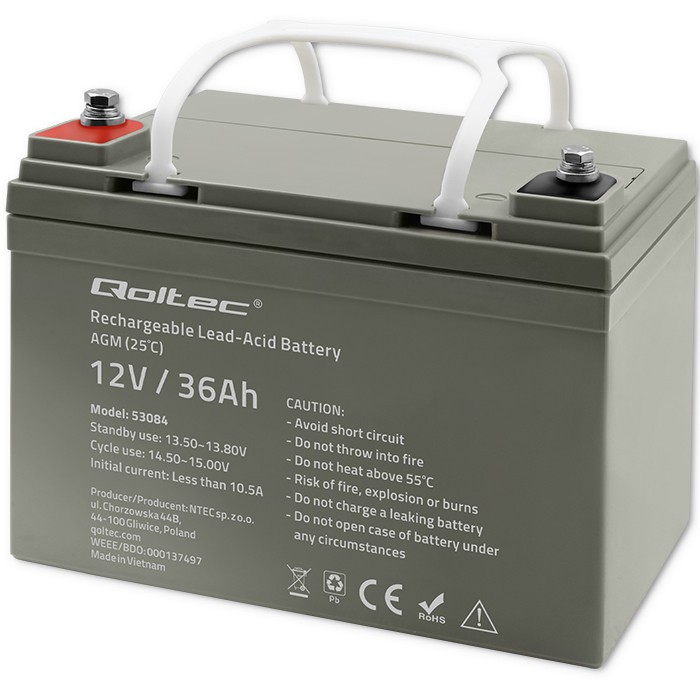 Qoltec AGM-Batterie 53084 | 12V | 36Ah