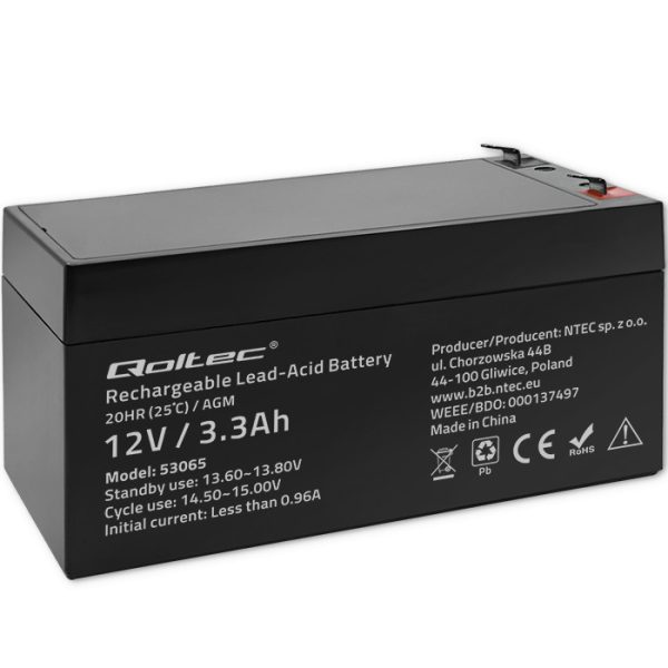 Qoltec AGM-Batterie 53065 | 12V | 3.3Ah
